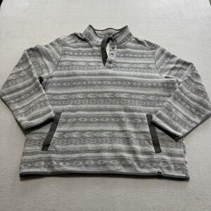 Alpine Design Fleece Pullover XXL Gray Southwest Aztec Snap Henley Warm Cozy
